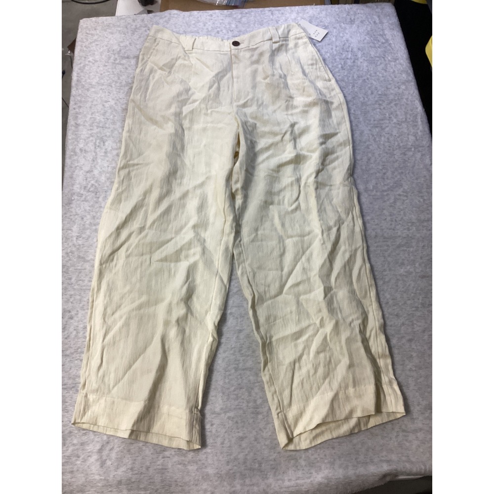 A New Day Womens High-Rise Wide Leg Trousers Cream Off-White Size 16 NWT